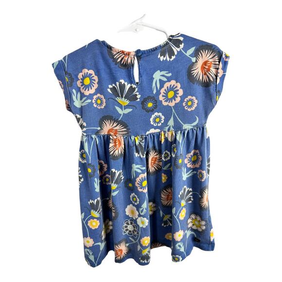 Tea Girls size 3 Floral Printed Short Sleeve Skater Twirling Cotton Dress Blue - Picture 2 of 9